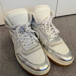 Saint Laurent Silver and White Sneakers